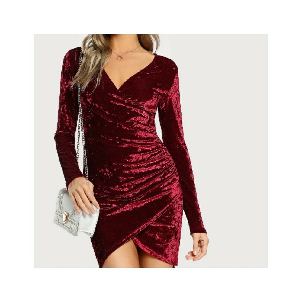 Red Velvet Overlap dress